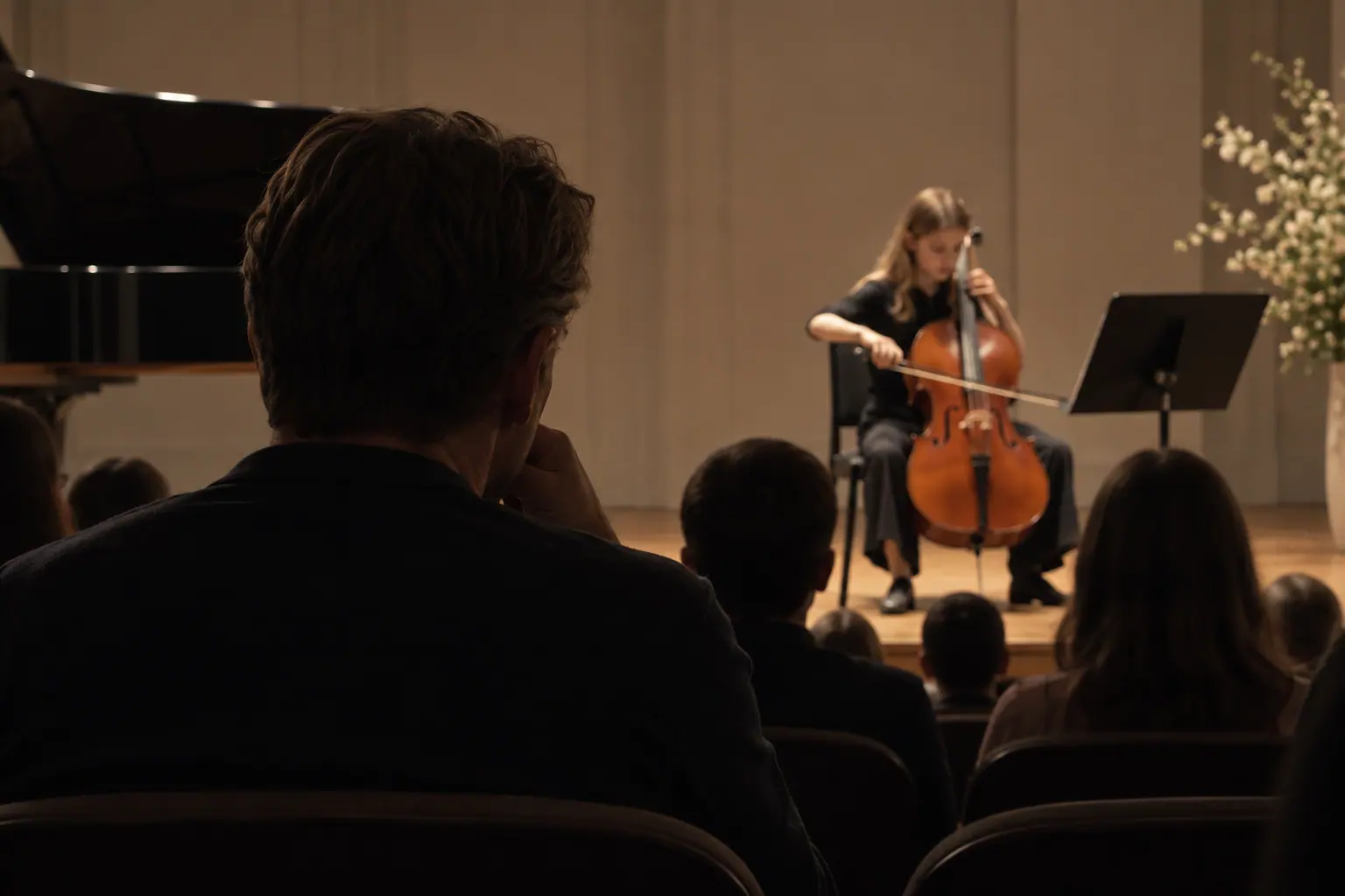 A parent watching a recital